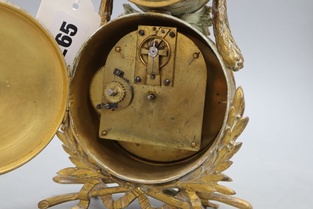 An ormolu desk timepiece and aneroid barometer, height 21cm